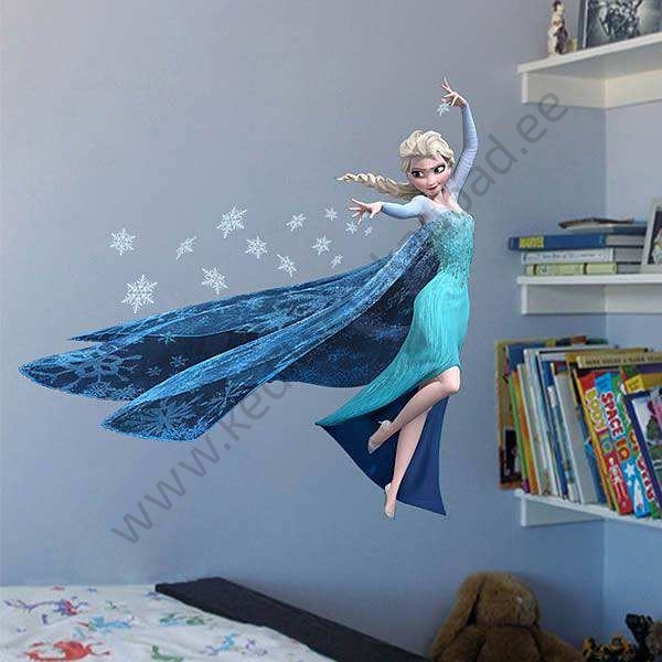 Seinakleebis “Elsa ja lumehelbed”