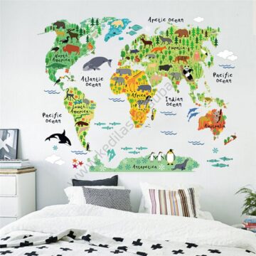 Wallpaper-Sticker-Animal-World-Map-Wall-Stickers-Kids-Home-PVC-Decal-Mural-Art-Diy-Art-Poster-0