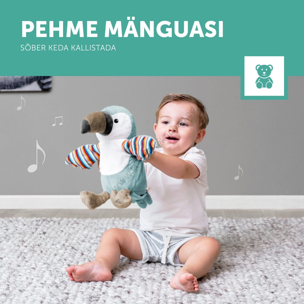 Zazu käsi plaksutav mänguasi kass Chloe ja papagoi Timo-3