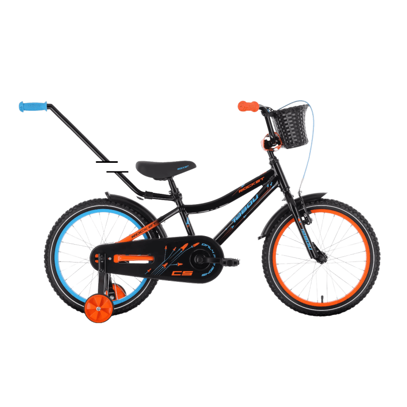 Laste jalgratas TABOU Rocket CS ALU, 18″ must-oranž