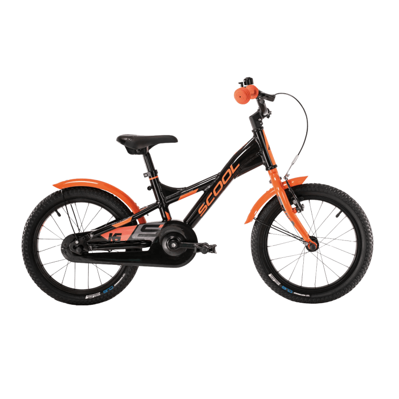 Laste jalgratas S´COOL XXlite, 16″ must-oranž