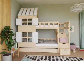 Benlemi narivoodi Cottage poolkatuse ja hoiutrepiga 90 × 200 cm – pilt 2