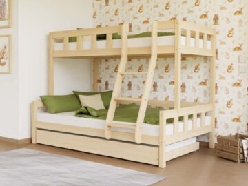 Benlemi narivoodi Plotty redeliga ees, alumine voodi 120 × 200 cm, valge