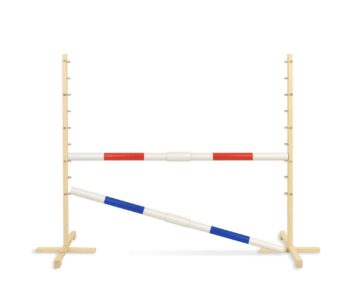 Kepphobuse takistus 160 cm kahe latiga – punane ja sinine