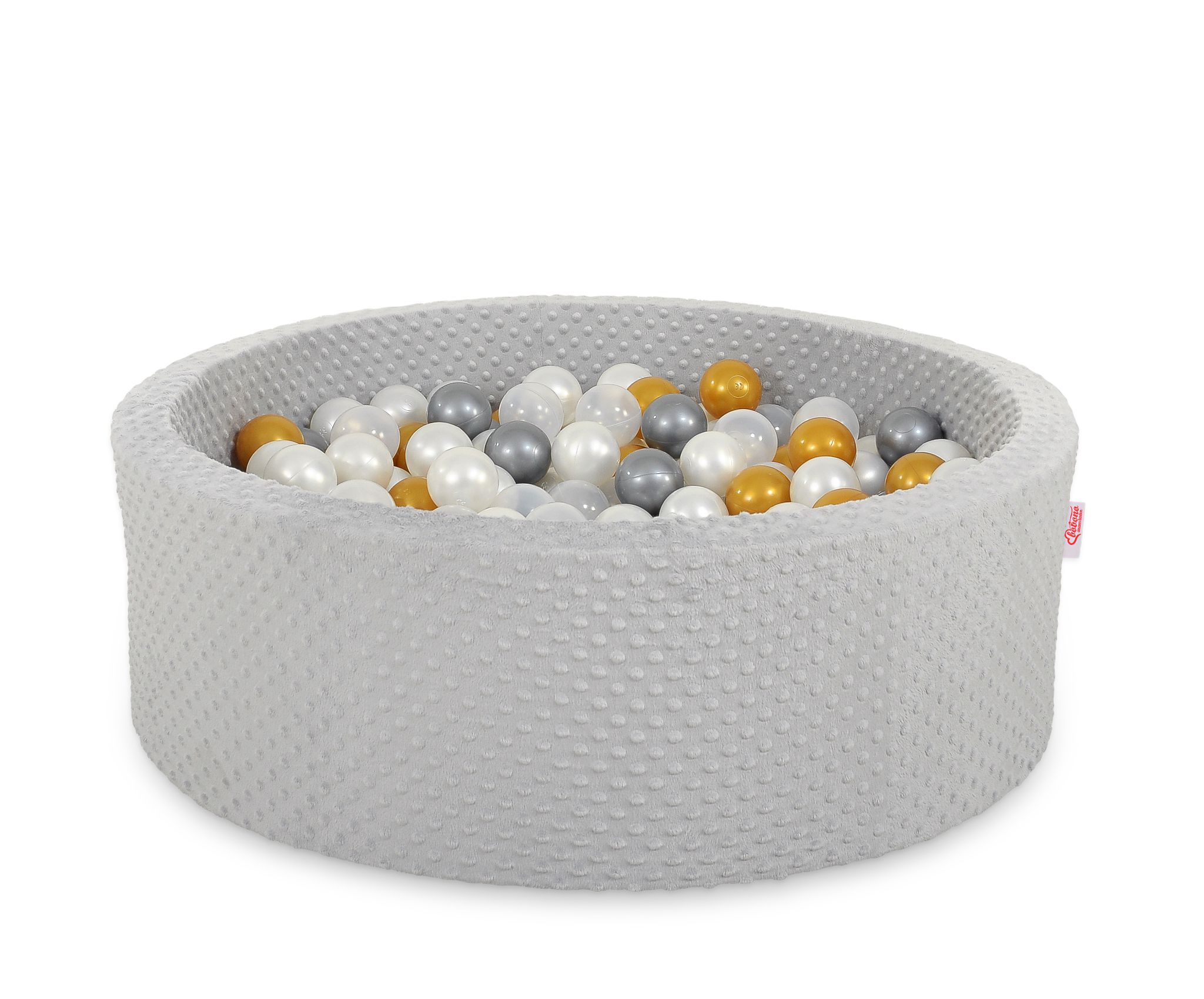 Pallimeri minky-kangast, kõrgus 30 cm, 300 palliga – hall
