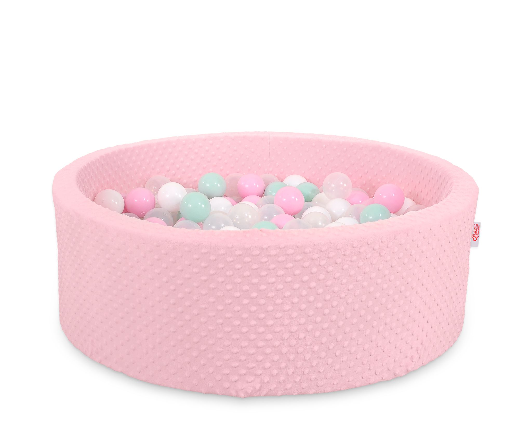 Pallimeri minky-kangast, kõrgus 30 cm, 300 palliga – roosa