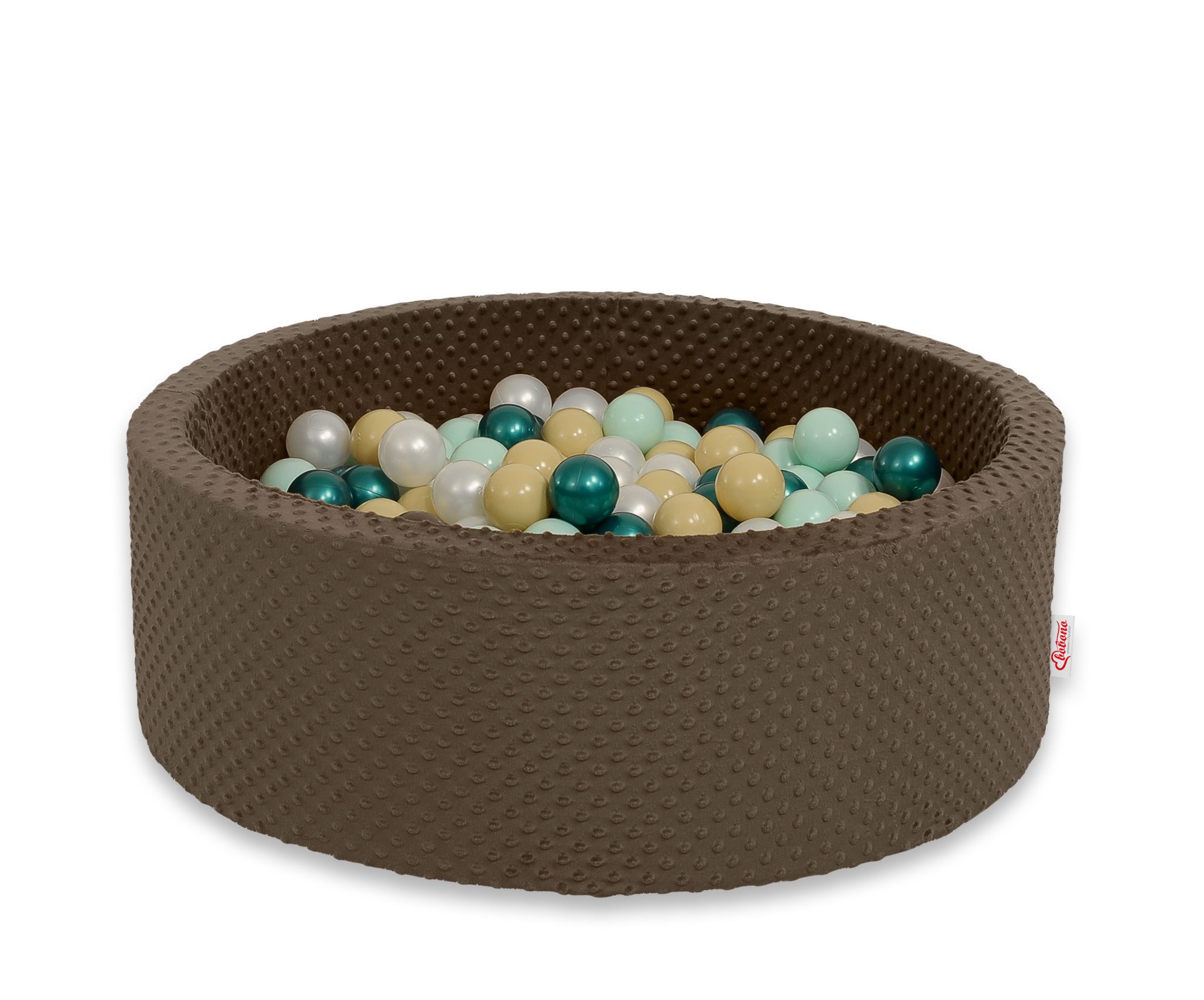 Pallimeri minky-kangast, kõrgus 30 cm, 300 palliga – šokolaadipruun