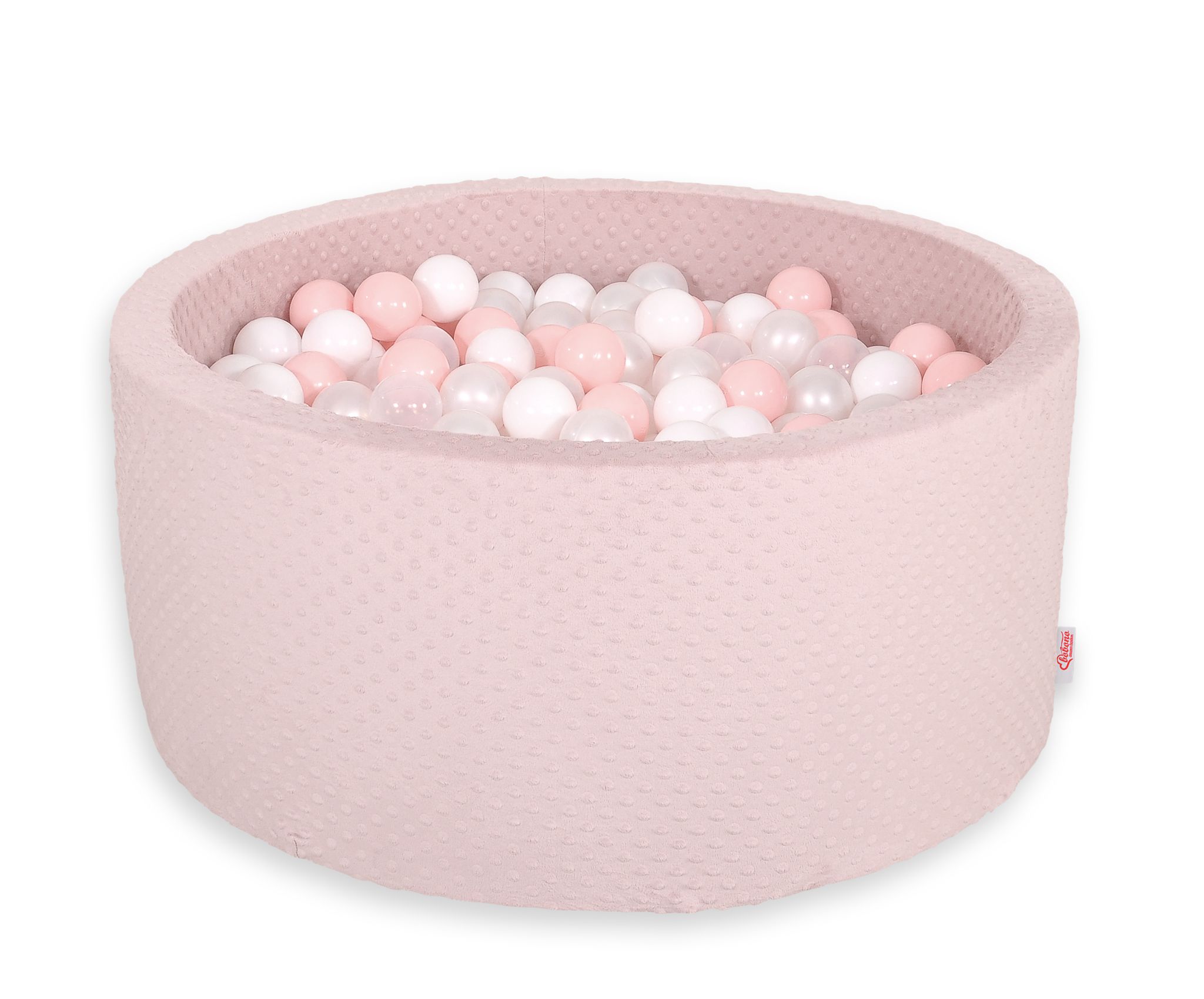 Pallimeri minky-kangast, kõrgus 40 cm, 200 palliga – puuderroosa