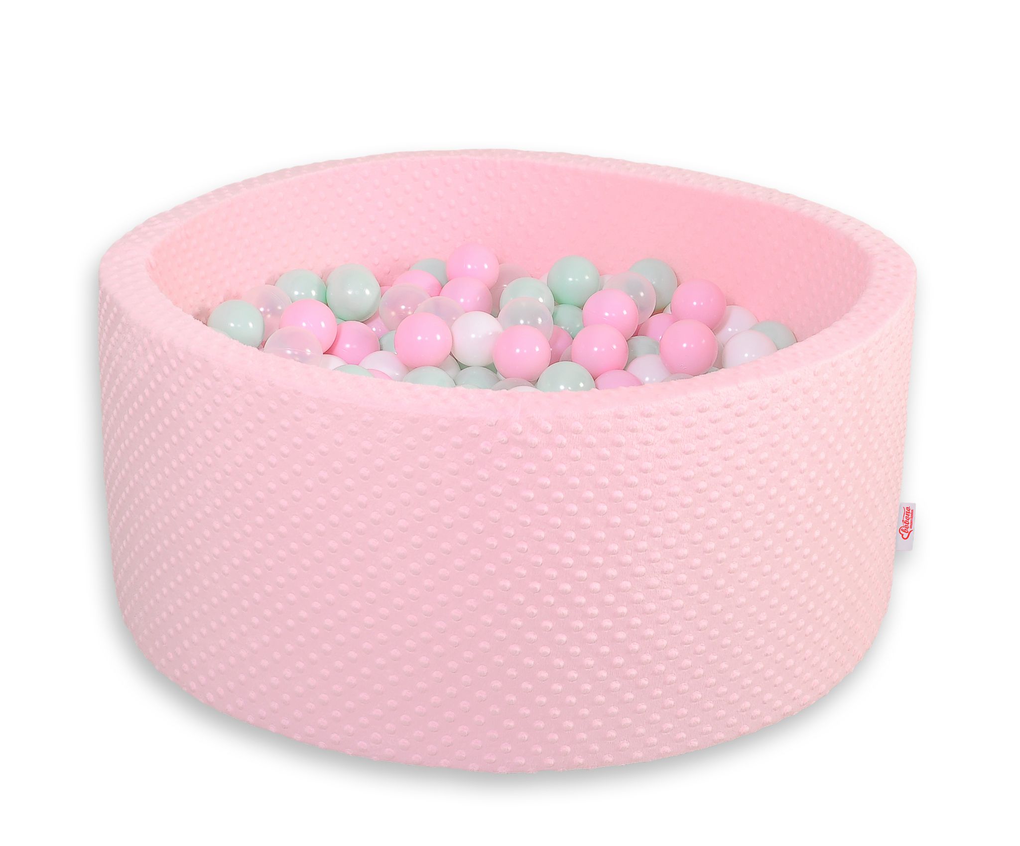 Pallimeri minky-kangast, kõrgus 40 cm, 200 palliga – roosa