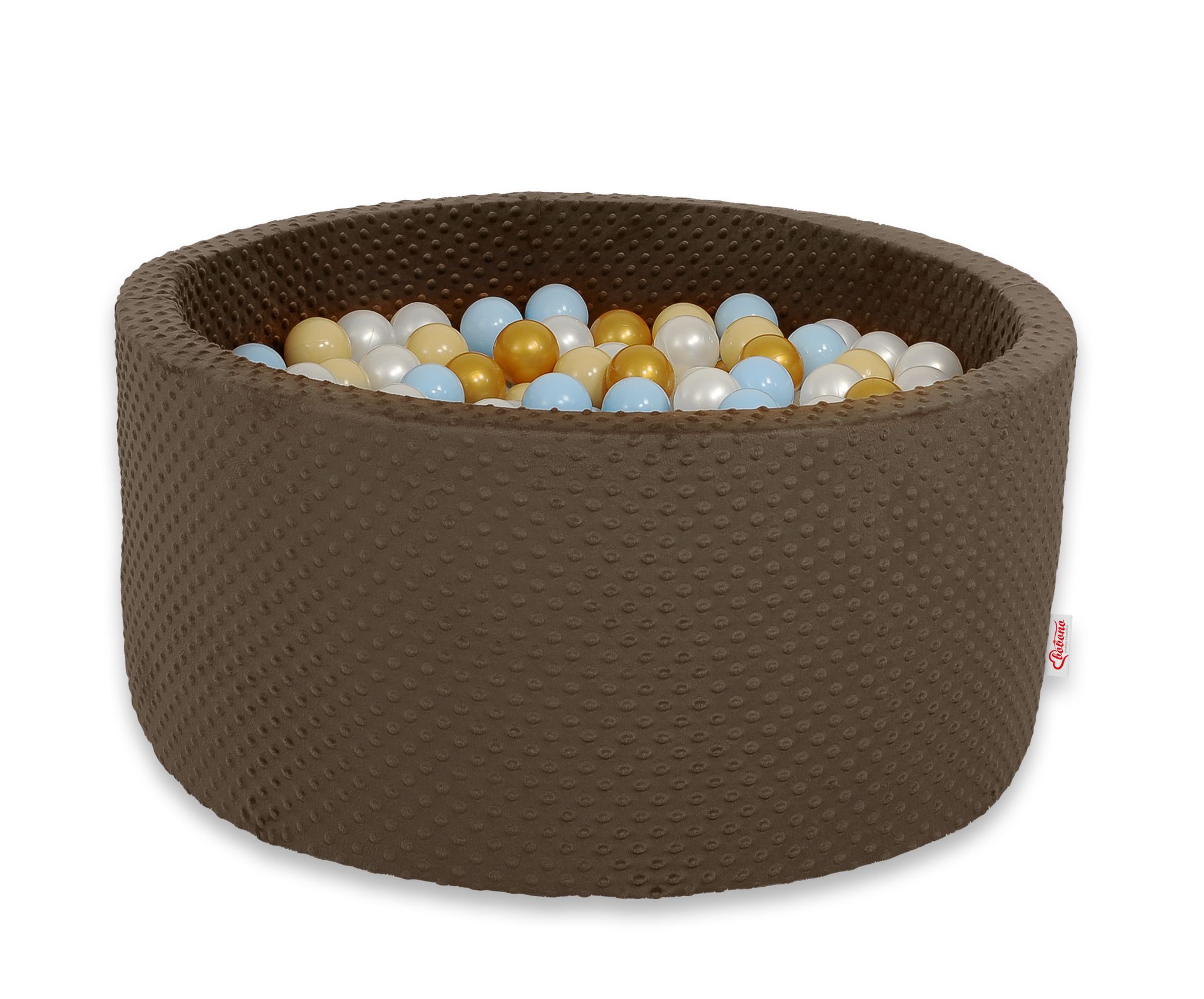Pallimeri minky-kangast, kõrgus 40 cm, 200 palliga – šokolaadipruun