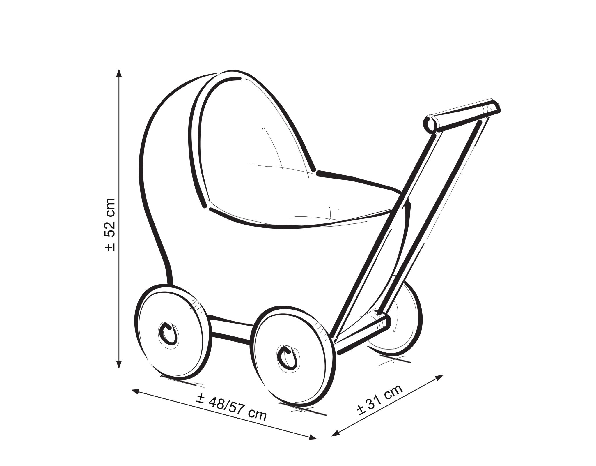 Punutud värviline nukukäru