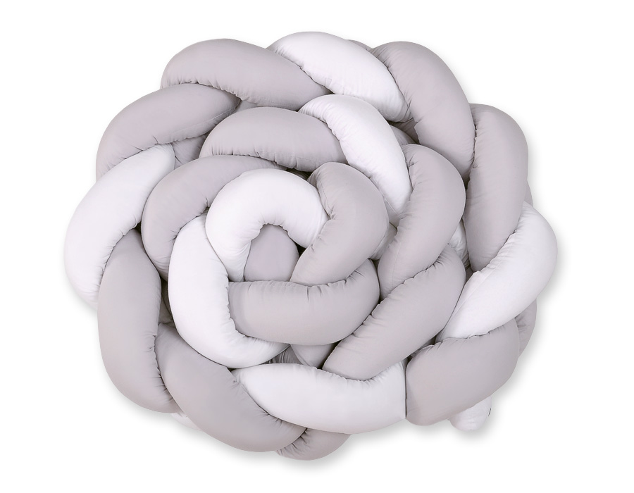 Punutud voodipehmendus XXL, 360 cm – valge-hall